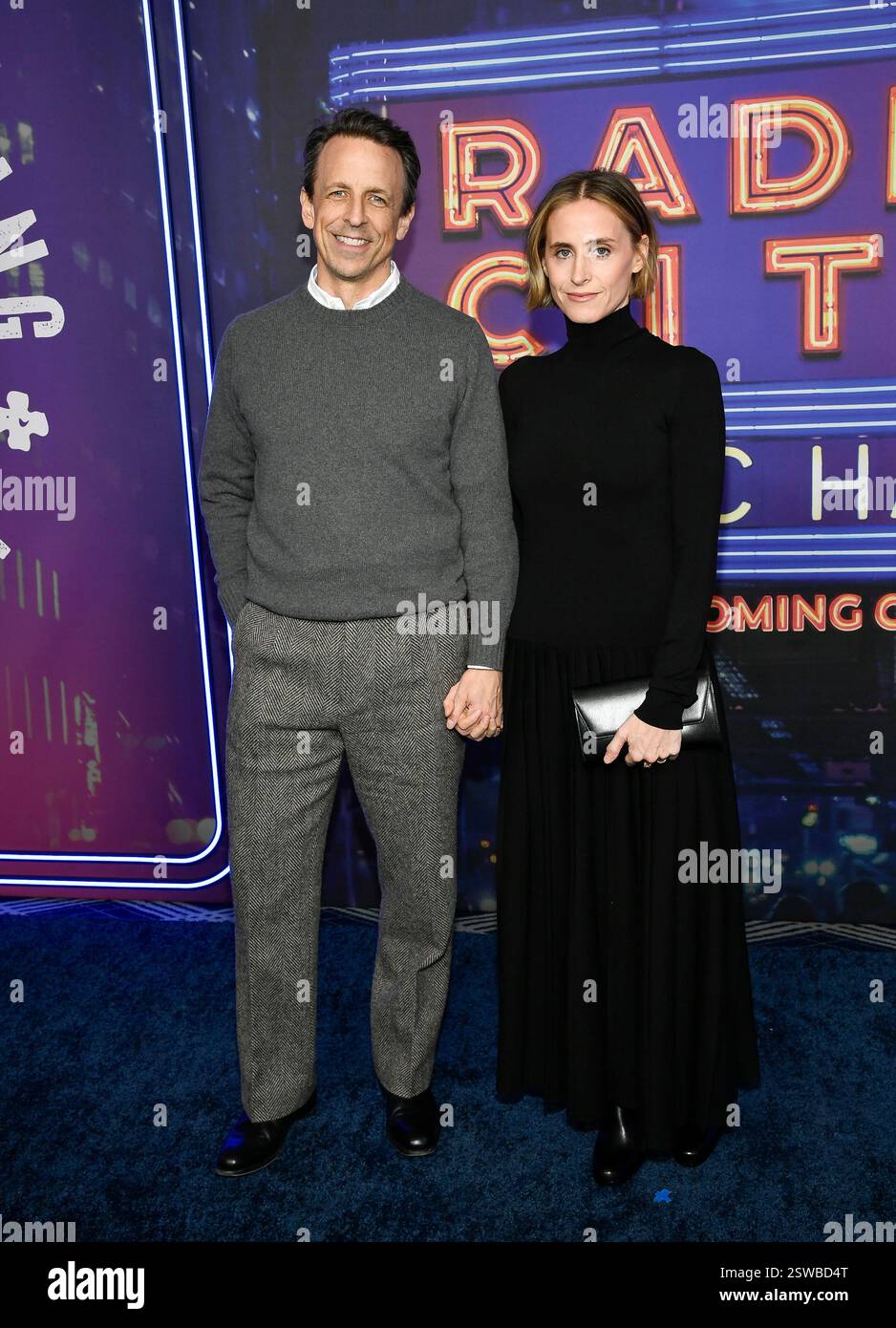 Seth Meyers, left, and wife Alexi Ashe attend the SNL50: The Homecoming