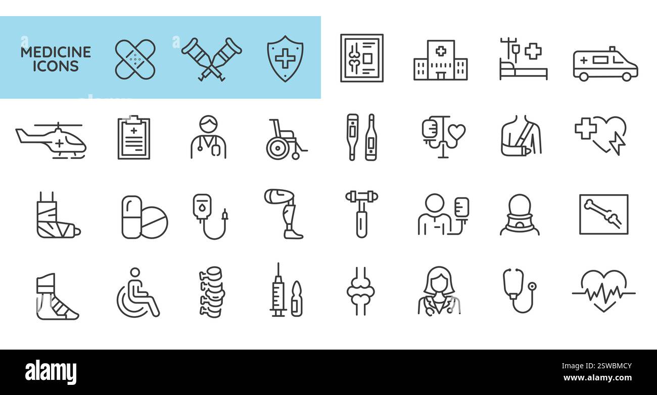 Comprehensive set medical healthcare Stock Vector Images - Alamy