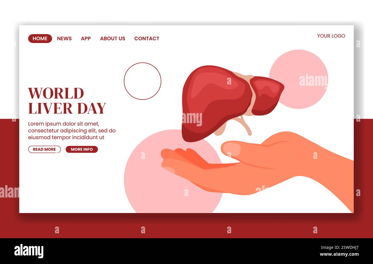 Flat Cartoon World Liver Day Social Media Landing Page Graphic Design ...