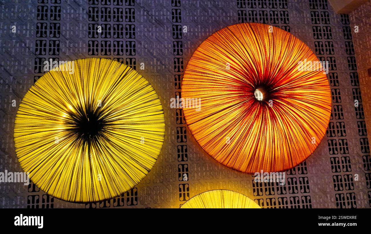 Vibrant, round lanterns casting warm, inviting light in an imaginative ...