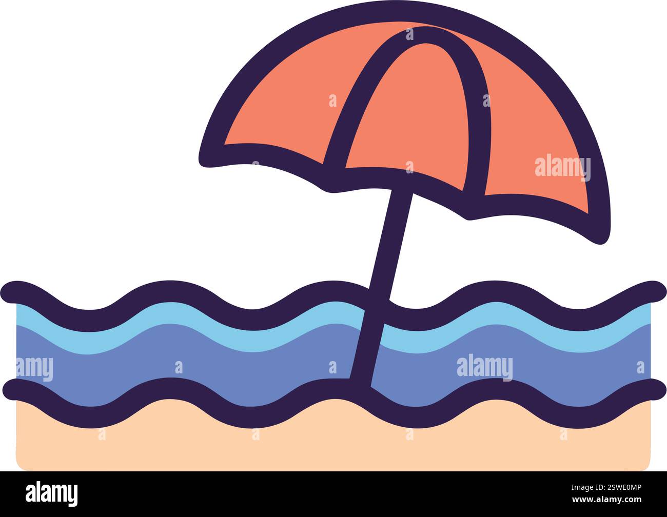 Beach umbrella on ocean waves icon Stock Vector Image & Art - Alamy