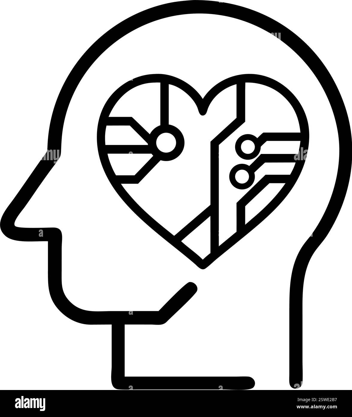 AI and Human Heart in head icon Stock Vector Image & Art - Alamy