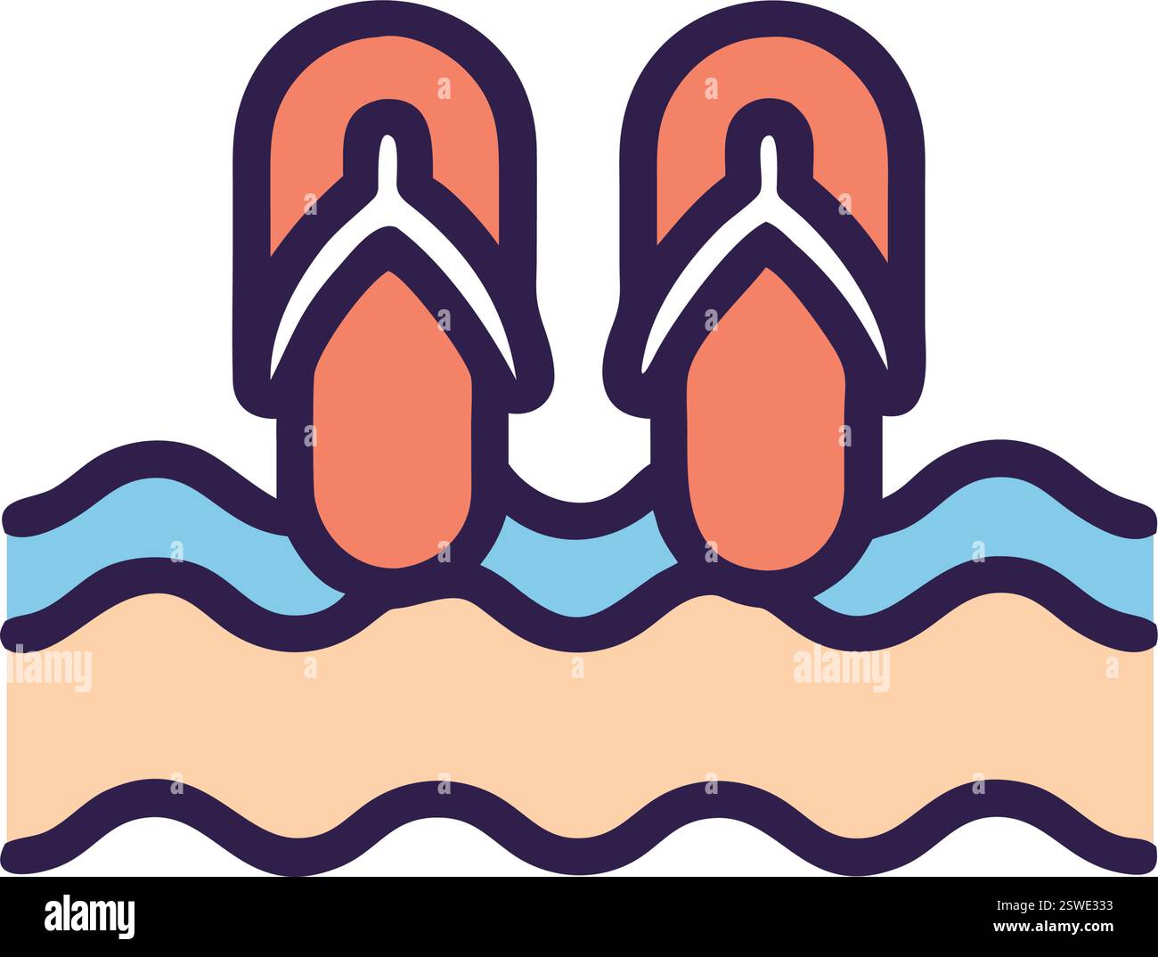 Beach slippers on sandy shore icon Stock Vector Image & Art - Alamy