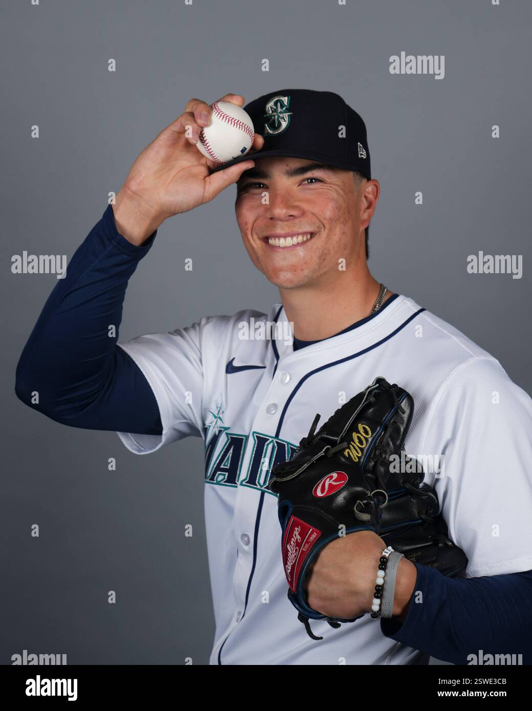 This is a 2025 photo of pitcher Bryan Woo of the Seattle Mariners ...