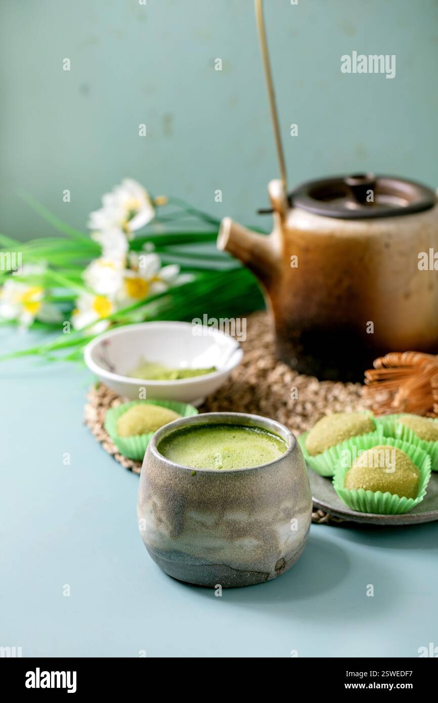 Asian rice dessert sweet green matcha mochi Stock Photo - Alamy