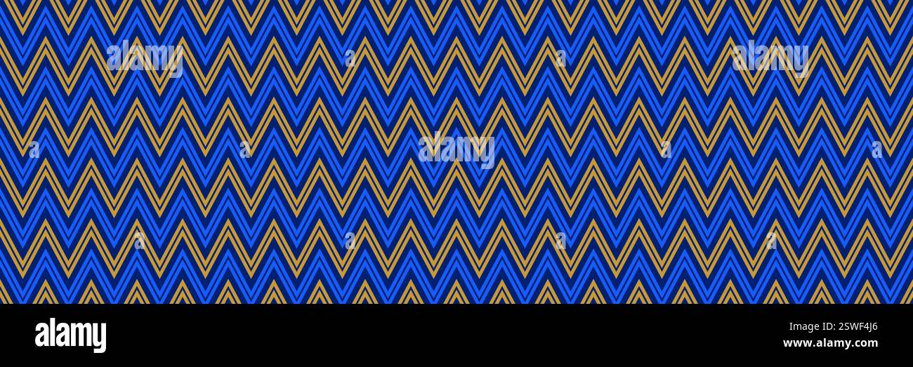 Seamless zig zag chevron pattern. Blue and gold geometric background ...