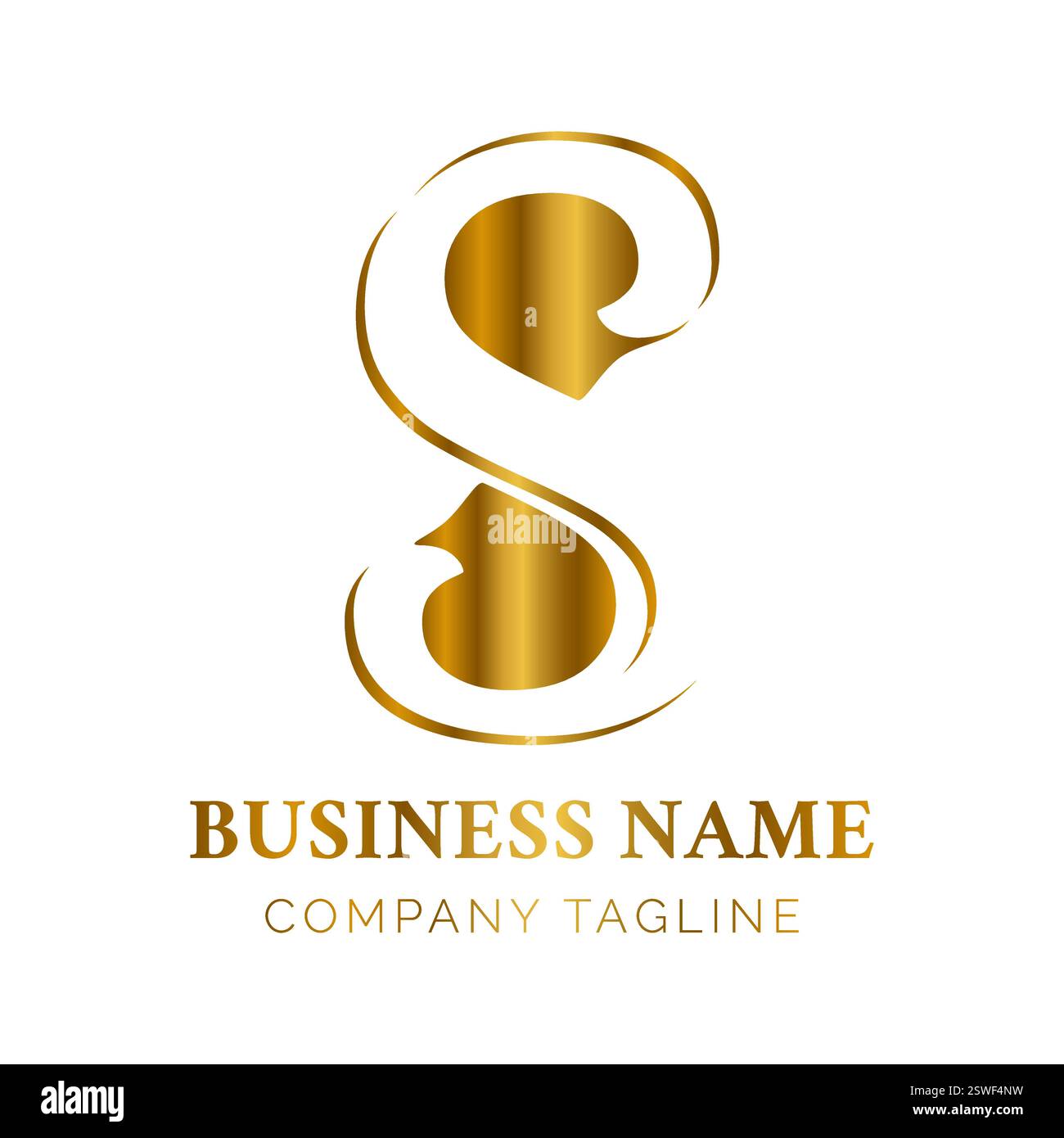 Gold S Letter Monogram Logo with Negative Space Stock Vector