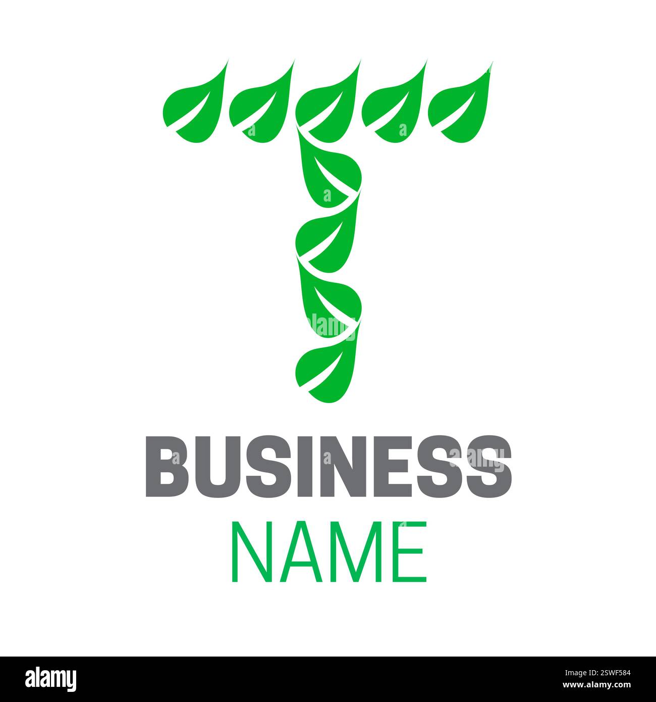 T Letter Initial Green Eco Logo Stock Vector