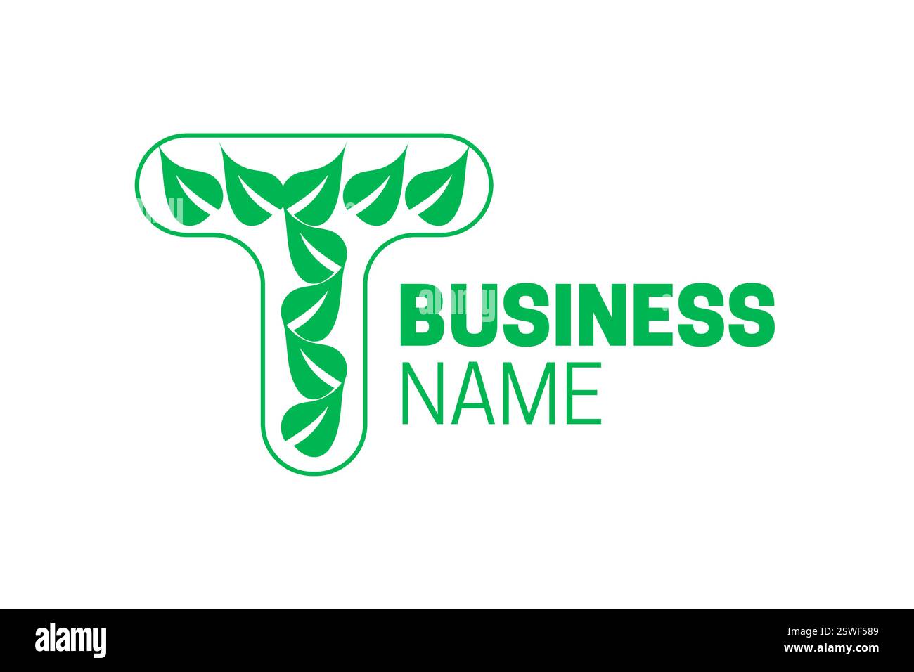T Letter Initial Green Eco Logo Stock Vector