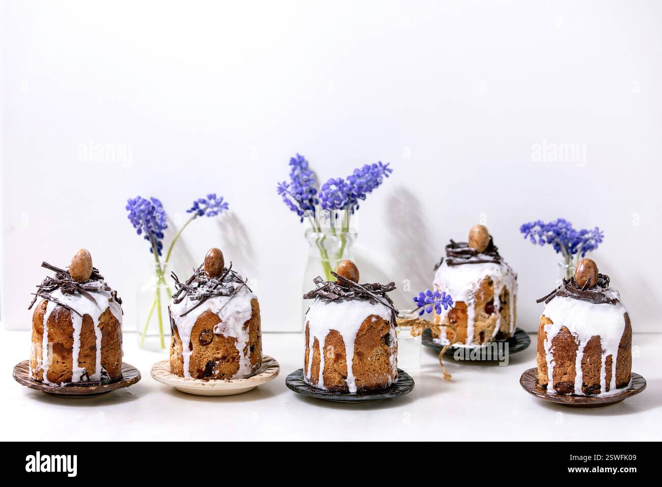 Homemade traditionla ortodox Easter cake traditional kulich Stock Photo