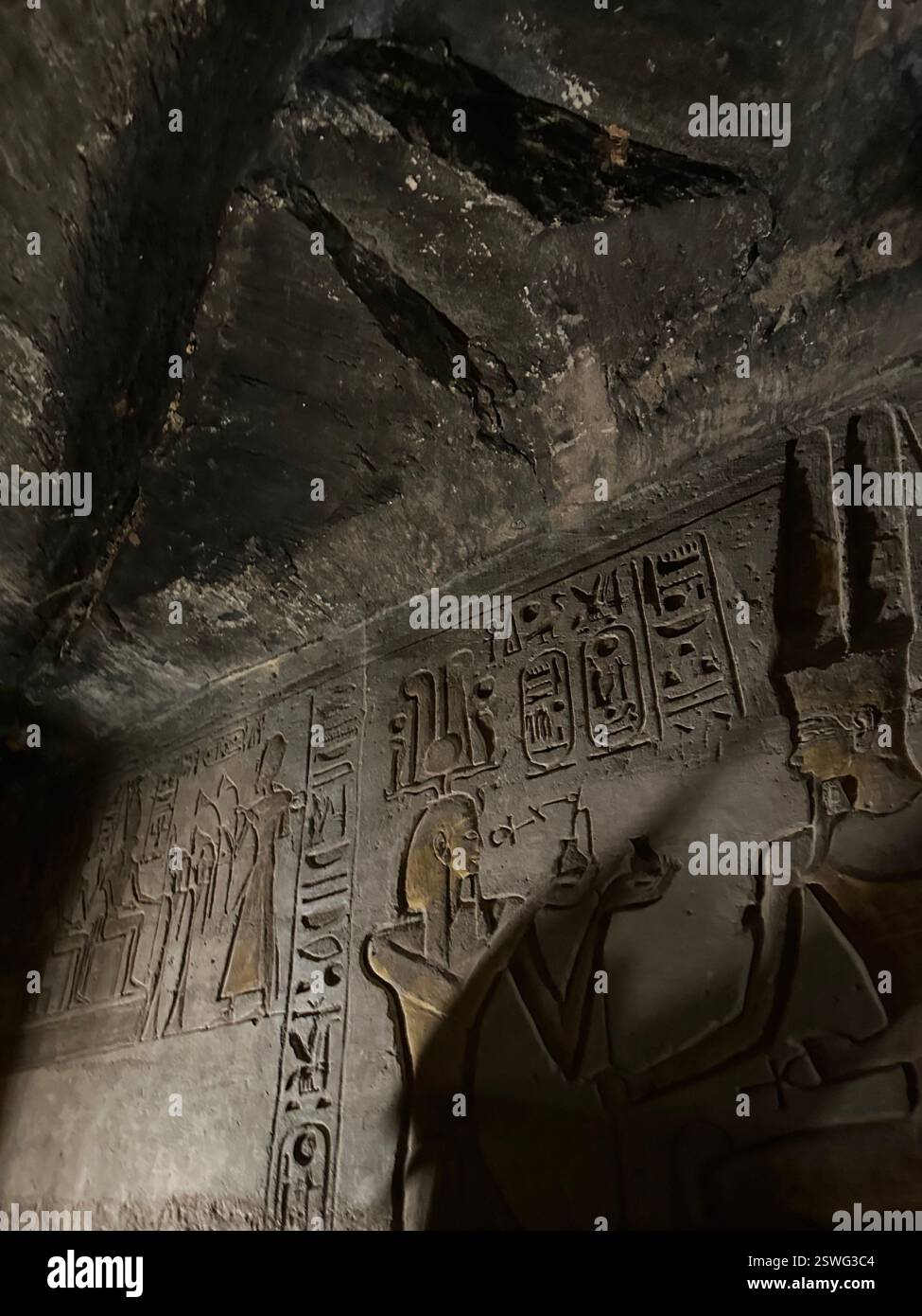 Bas-relief inscriptions on the wall in the small temple of Hathor and ...