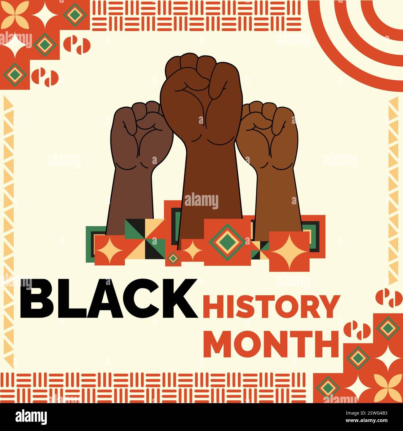 Empowering Black History Month with Raised Fists, vector illustration ...