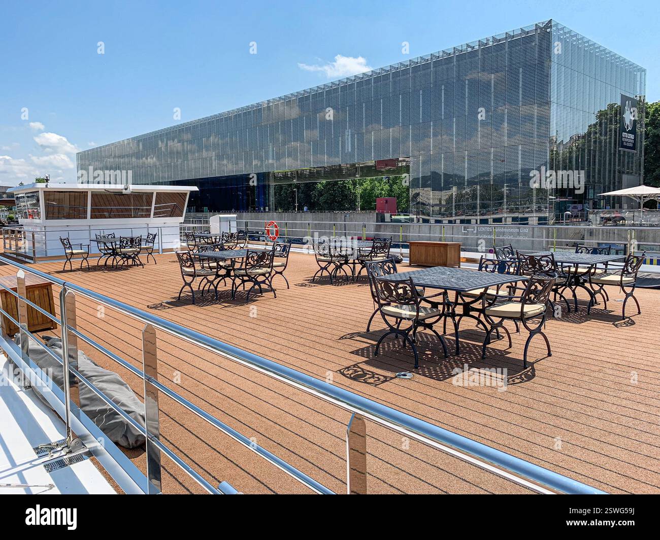 On board cruise ship SS MARIA THERESA (Uniworld Boutique River Cruises), famous for its opulent 18th-century decor, sailing on Danube & Main waterways - Smartphone Captured Stock Image