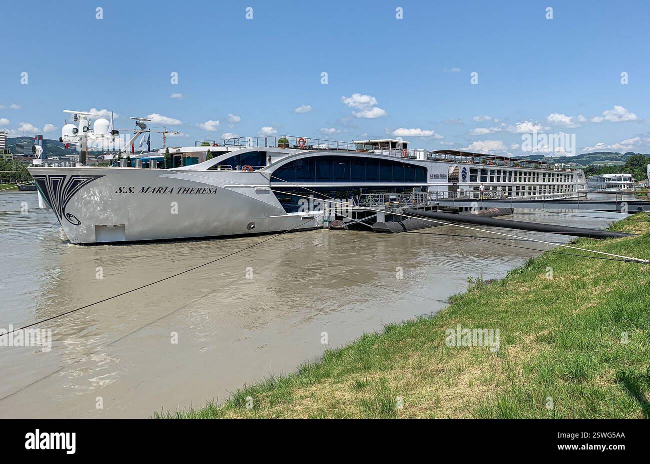 On board cruise ship SS MARIA THERESA (Uniworld Boutique River Cruises), famous for its opulent 18th-century decor, sailing on Danube & Main waterways - Smartphone Captured Stock Image