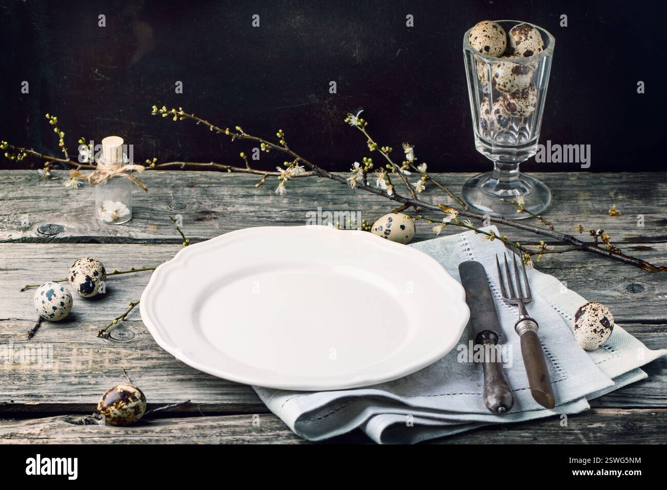 Easter table setting Stock Photo