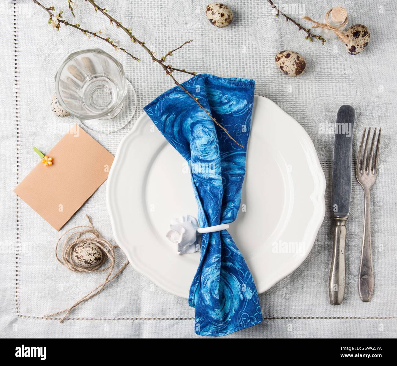 Easter table setting Stock Photo