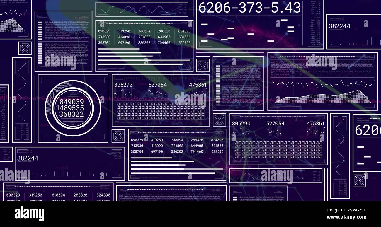 Image of data processing and diagrams over shapes moving Stock Photo ...