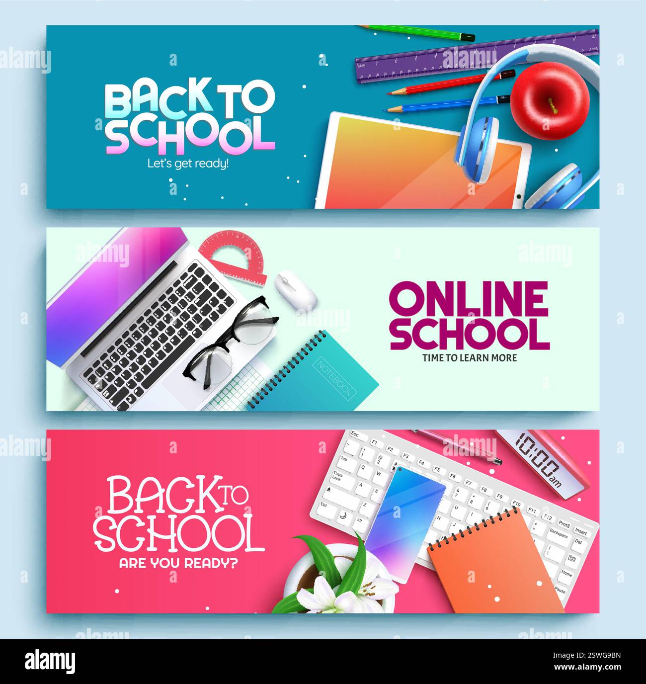 Back to school vector banner design. Back to school text in white ...