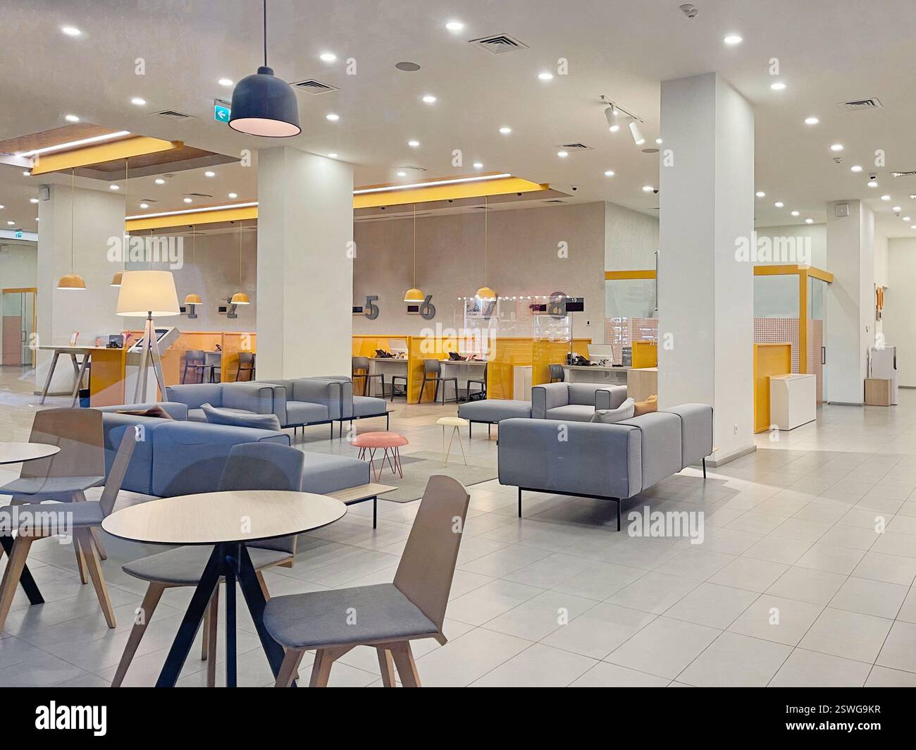 Modern bank indoor. Bank office interior background Stock Photo - Alamy