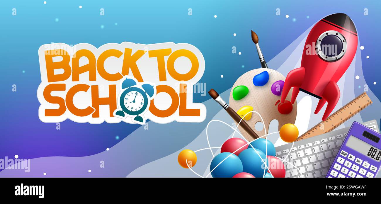 Back to school vector concept design. Back to school text in outerspace ...