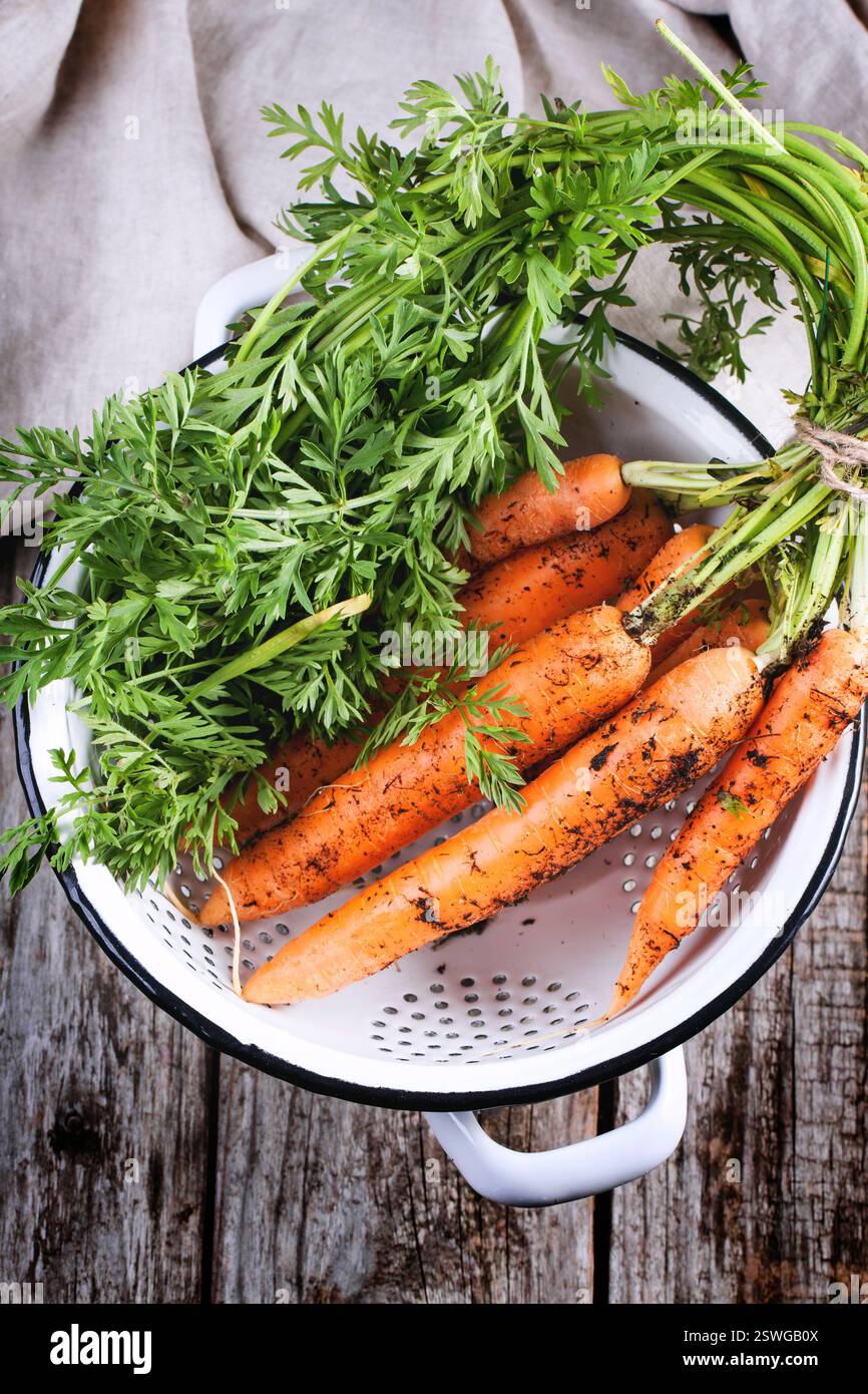 Carrot in colander Stock Photo