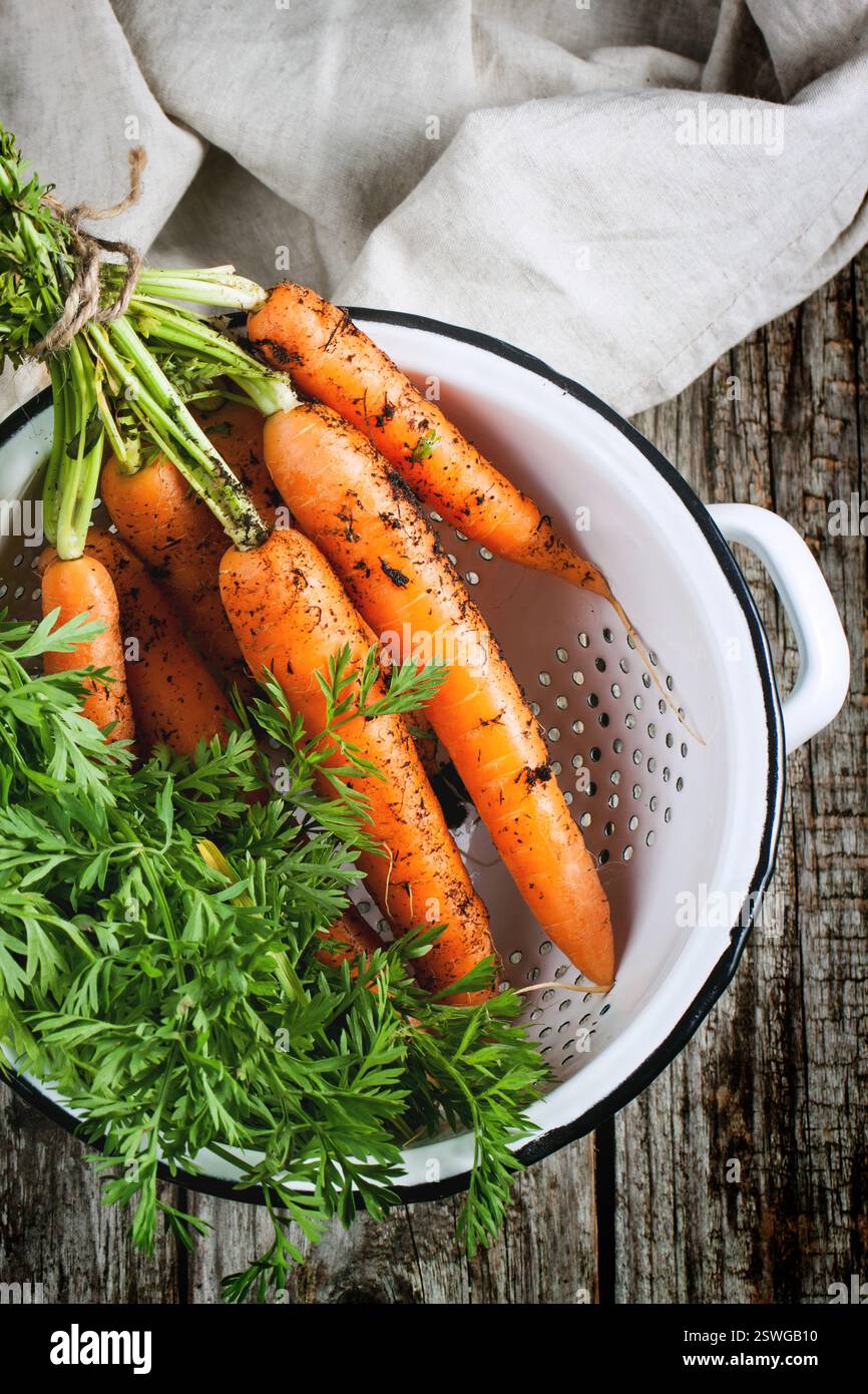 Carrot in colander Stock Photo