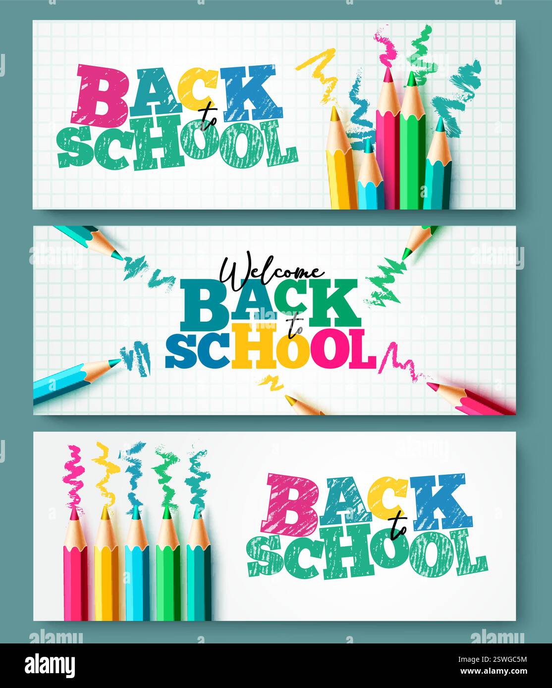 Back to school vector banner set design. Back to school creative text ...