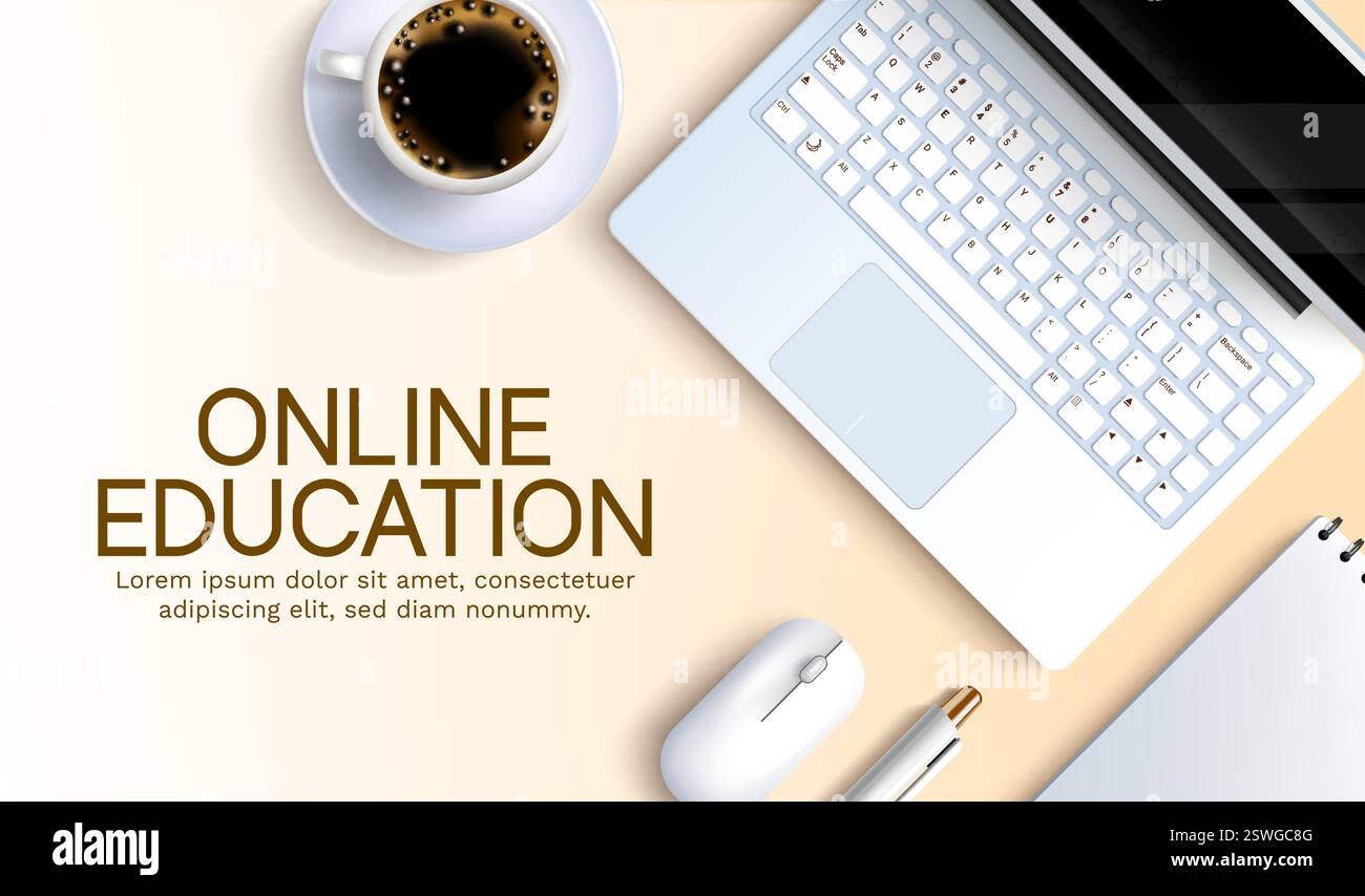 Online education school vector background design. Online education text ...