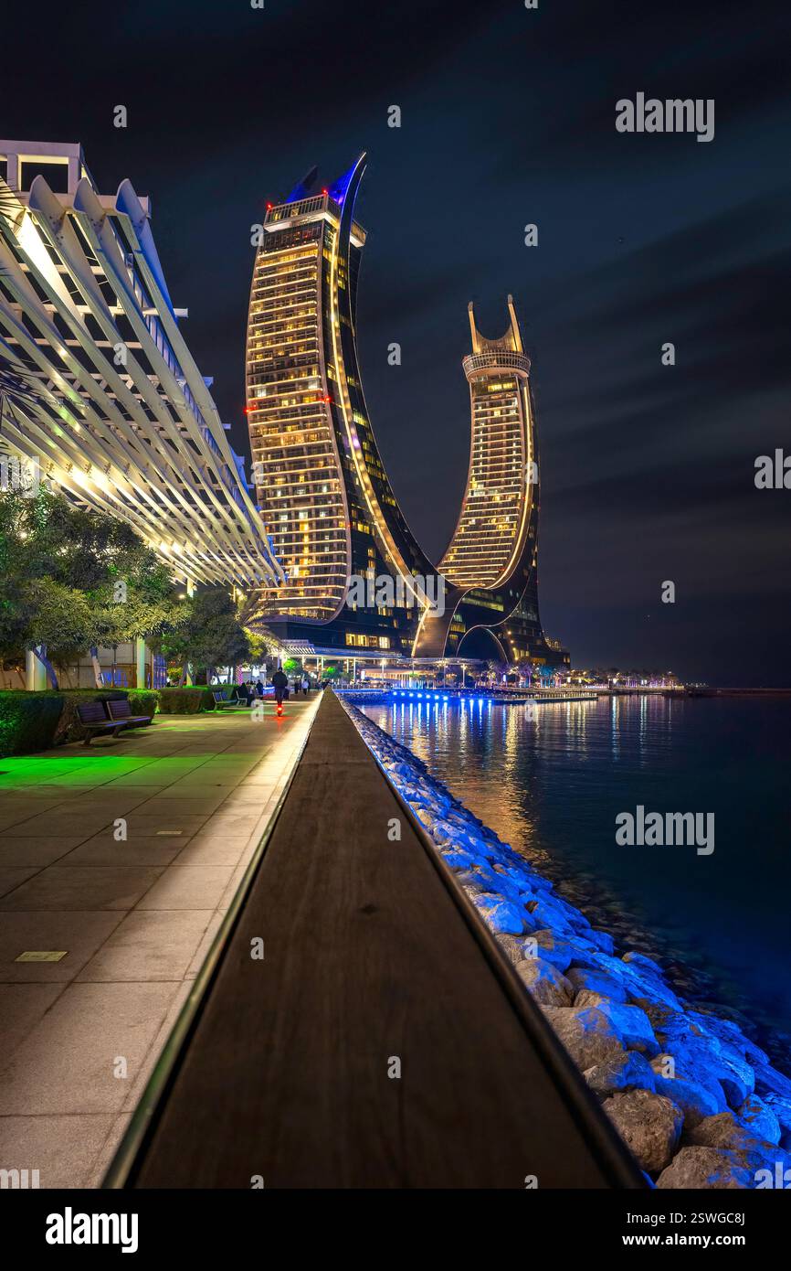 Lusail Qatar February 20 2025 Crescent Tower Katara Hotel Building Lusail Qatar February 20 2025 Crescent Tower Katara Hotel Building