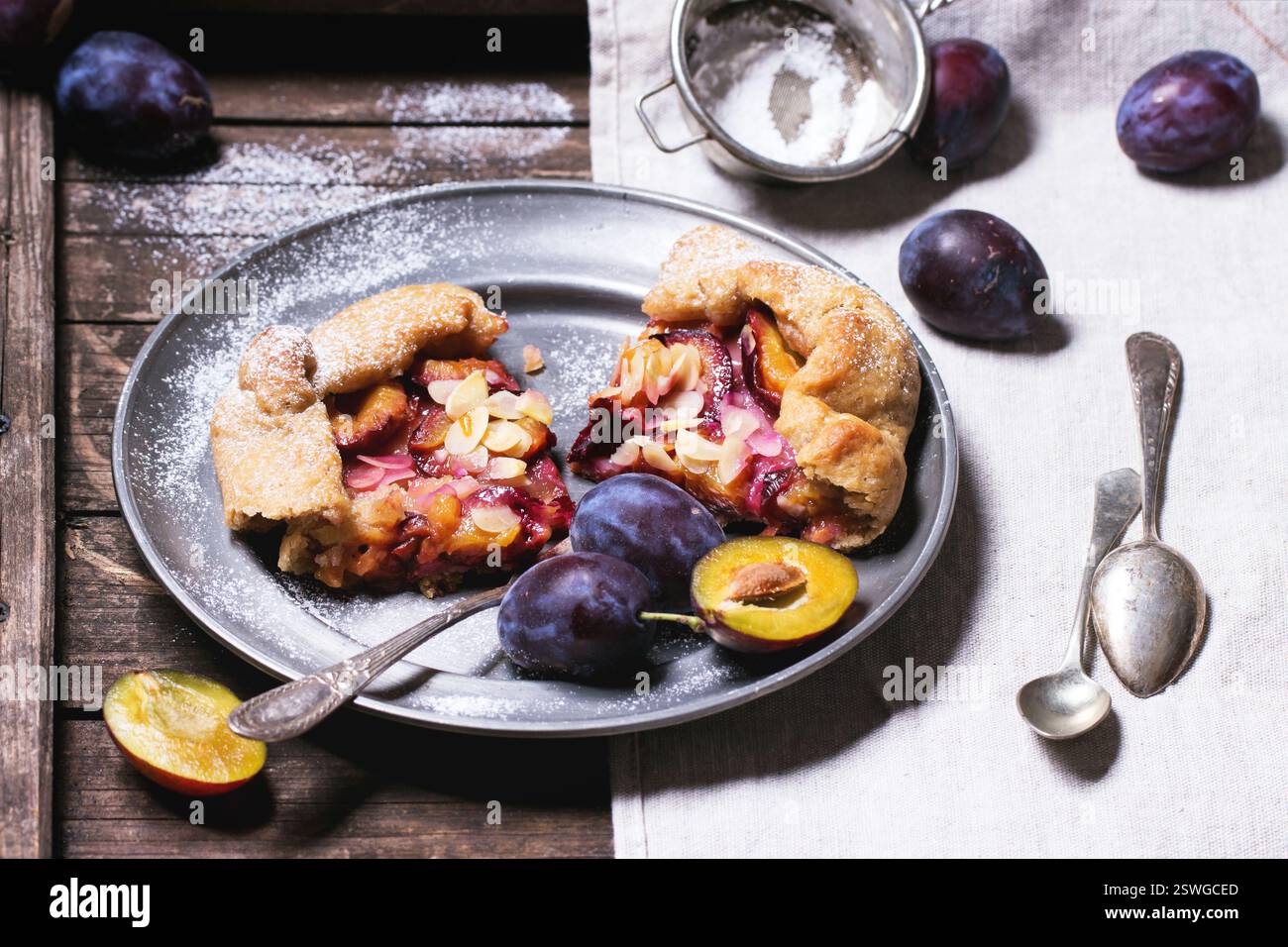 Cake with plums Stock Photo
