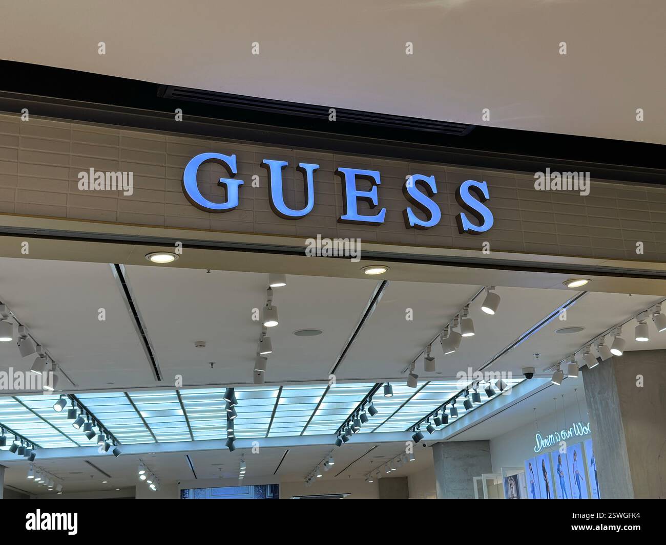 Bangkok, Thailand - Jan 3, 2024: Guess store. - Smartphone Captured Stock Image