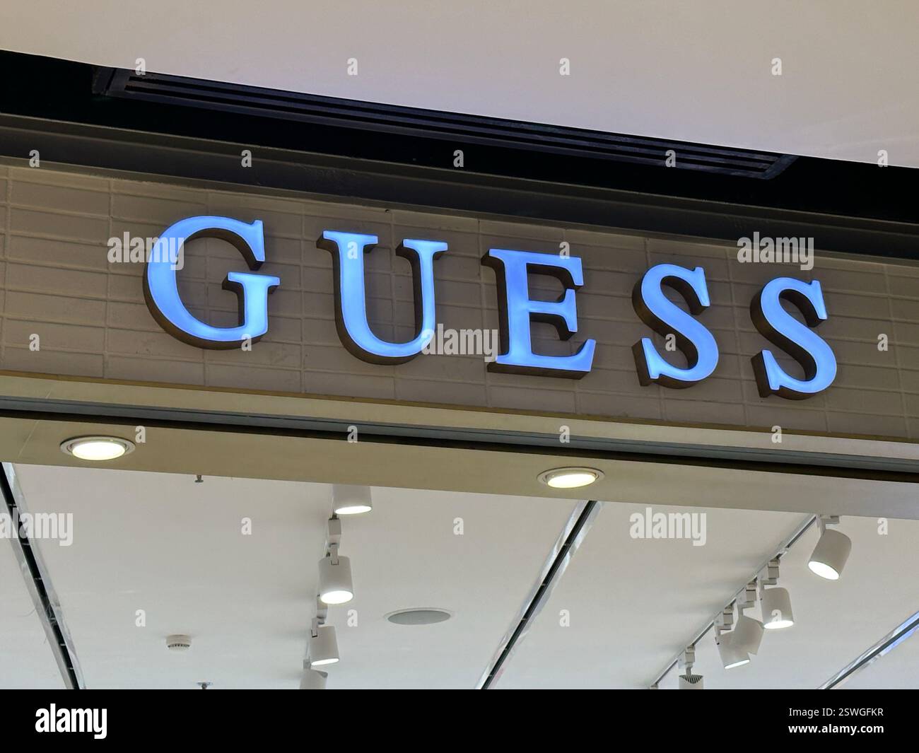 Bangkok, Thailand - Jan 3, 2024: Guess store. - Smartphone Captured Stock Image