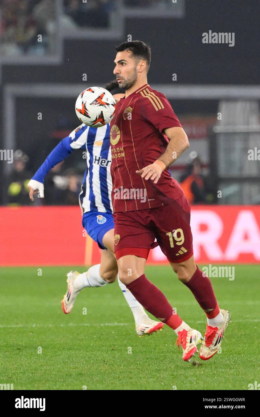 Rome, Italy. 20th Feb, 2025. Romaâ??s Zeki Celik during the UEFA Europa ...