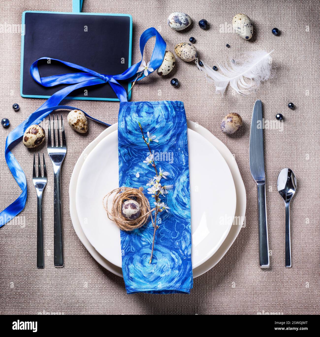 Easter table setting Stock Photo