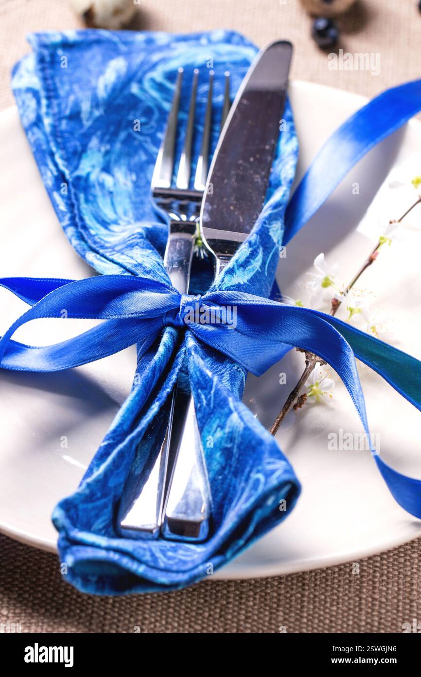 Easter table setting Stock Photo