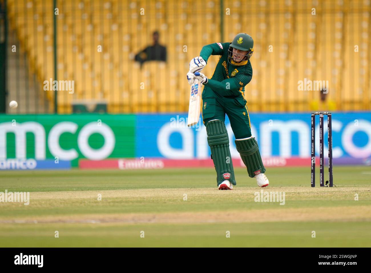 South Africa's Ryan Rickelton plays a shot during the ICC Champions ...