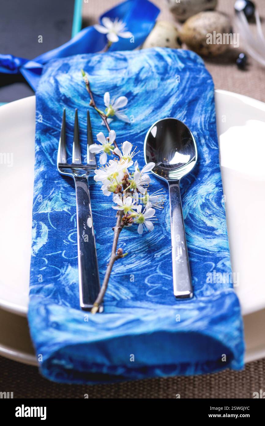 Easter table setting Stock Photo