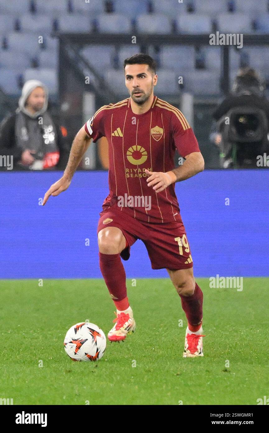 Rome, Italy. 20th Feb, 2025. Romaâ??s Zeki Celik during the UEFA Europa ...
