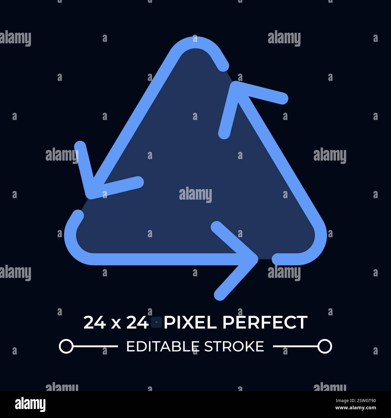 Triangular recycling sign dark color ui icon Stock Vector