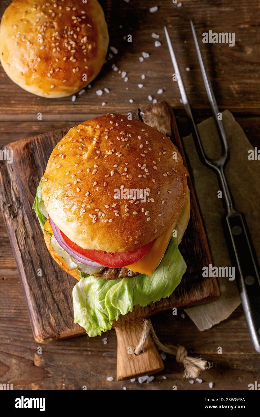 Homemade beef burger Stock Photo