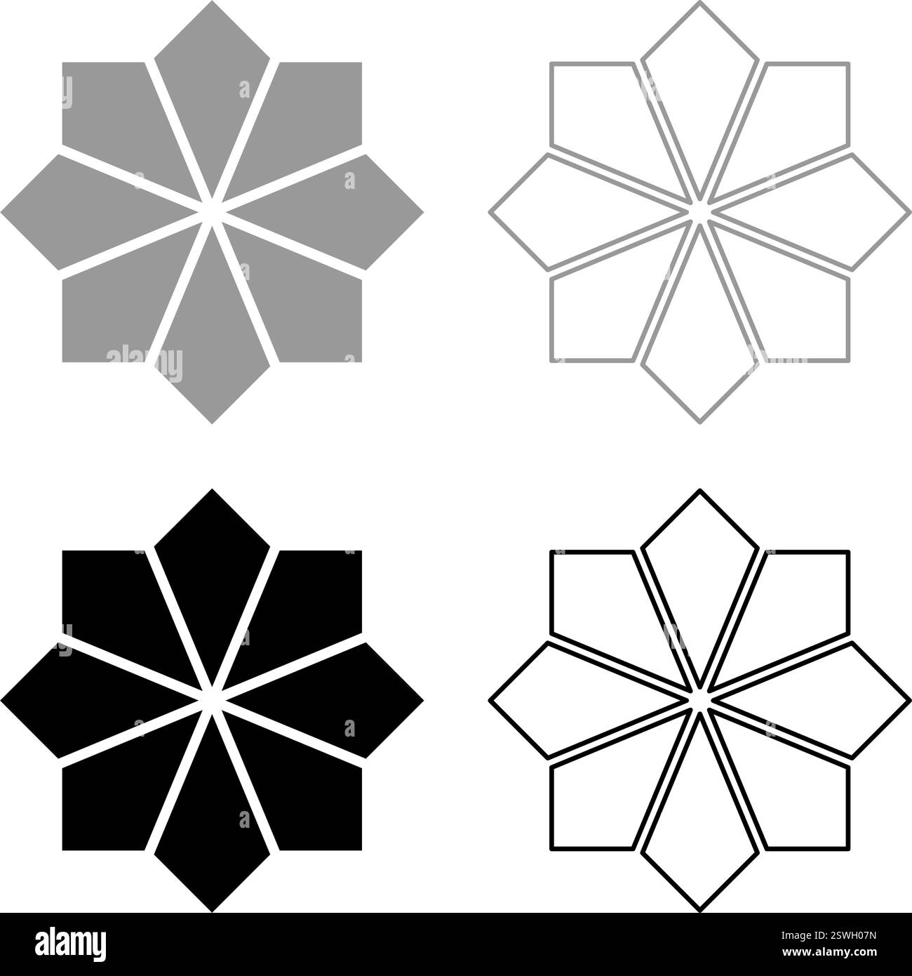 Sacred geometry symbol element ornament Snowflake set icon grey black ...