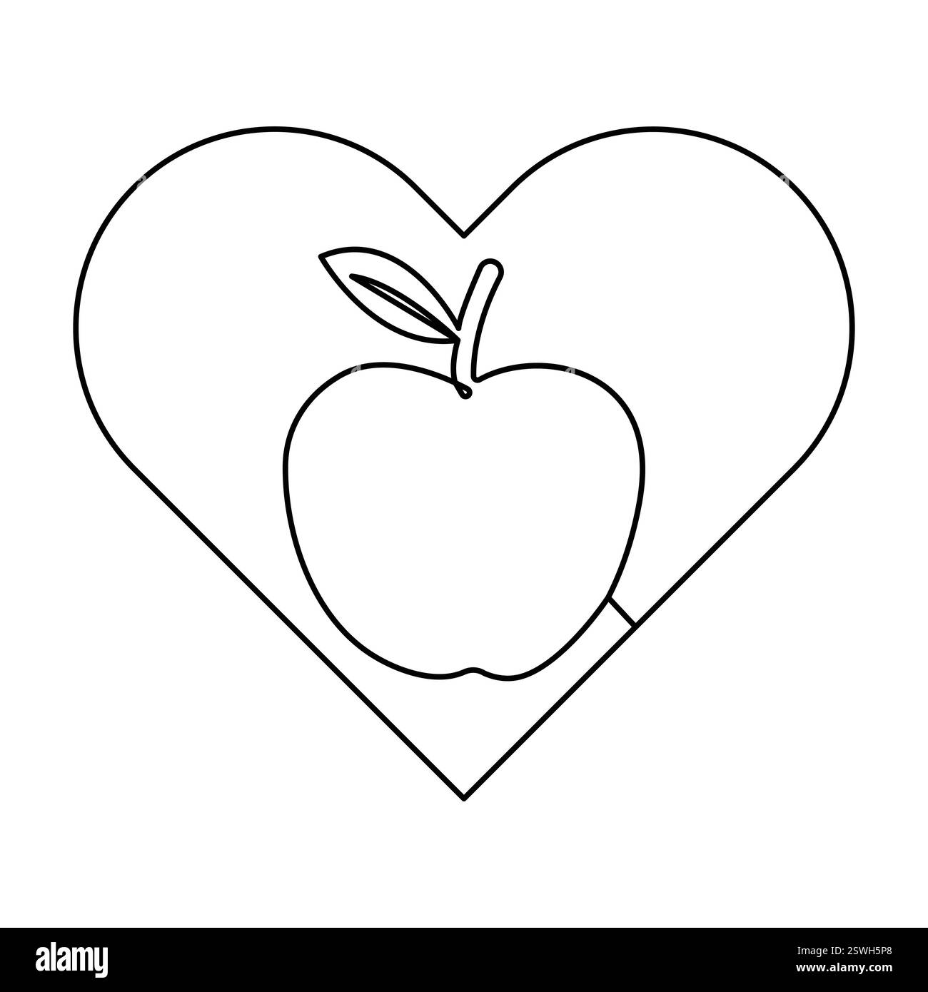Apple continuous one line drawing of fruit outline isolated vector icon ...