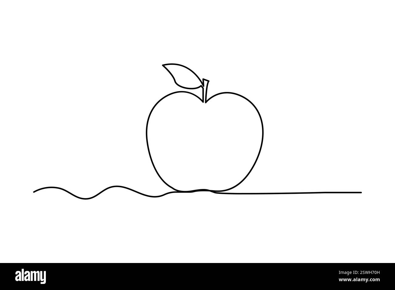 Apple continuous one line drawing of fruit outline isolated vector icon ...