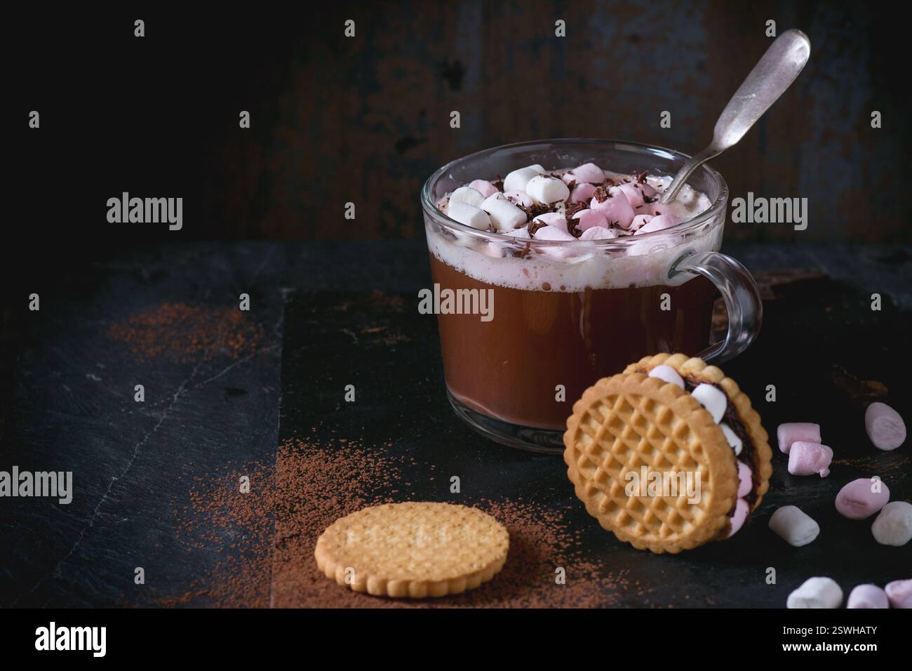 Hot chocolate with marshmallows Stock Photo