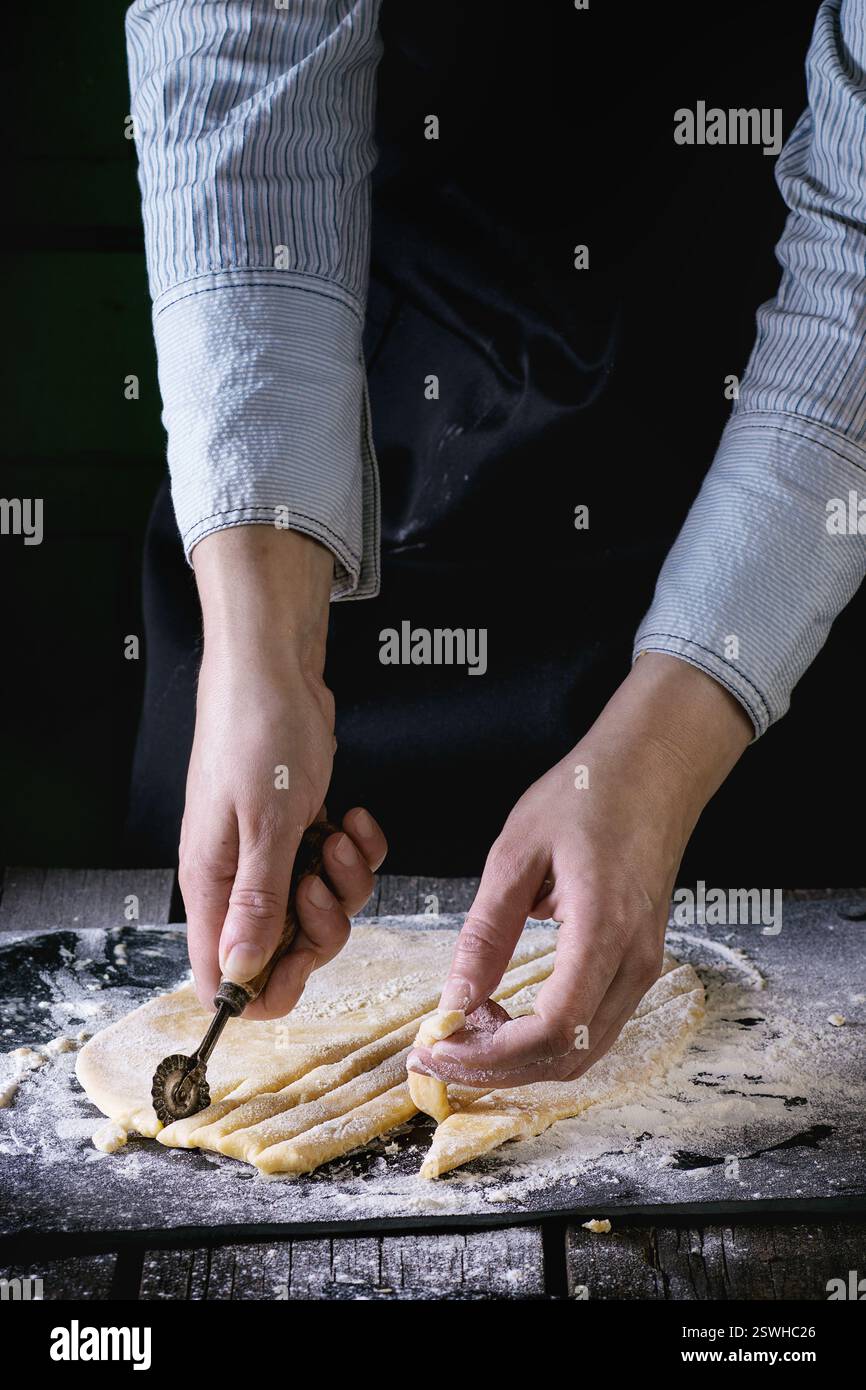 Rolled out dough for pasta Stock Photo