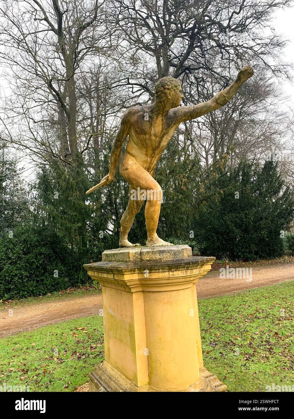 Stowe School Stowe Landscape Gardens Northamptonshire UK British old pupils Pupil boarding school history historic games plants trees rear lion - Smartphone Captured Stock Image