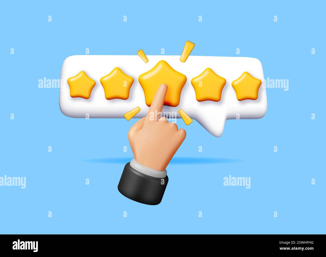 3D Colorful star shaped speech bubble and hand Stock Vector