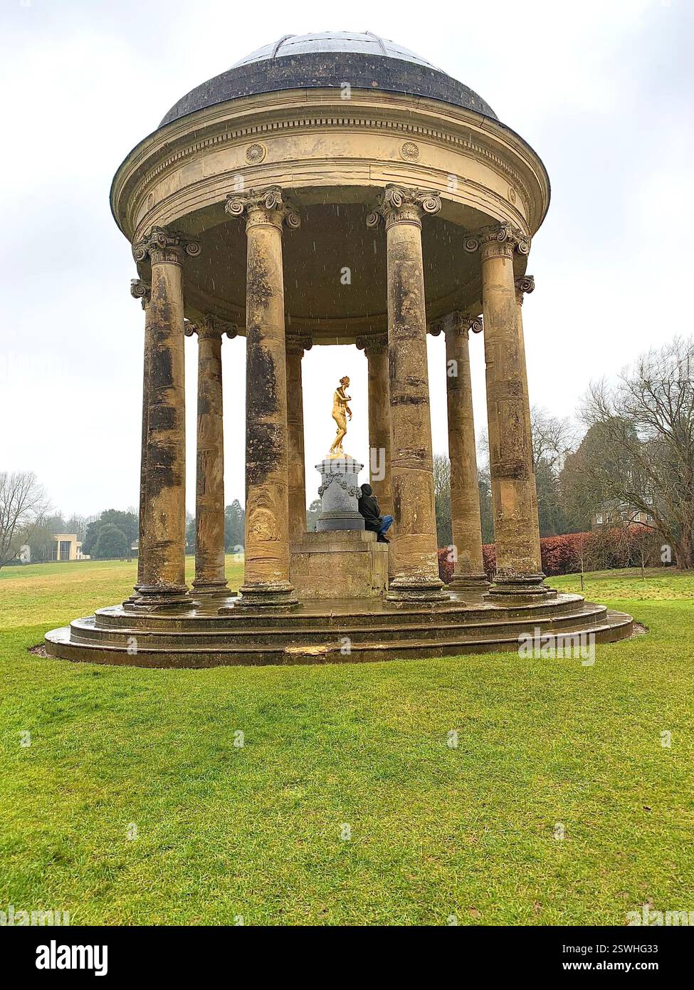 Stowe School Stowe Landscape Gardens Northamptonshire UK British old pupils Pupil boarding school history historic games plants trees rear lion - Smartphone Captured Stock Image