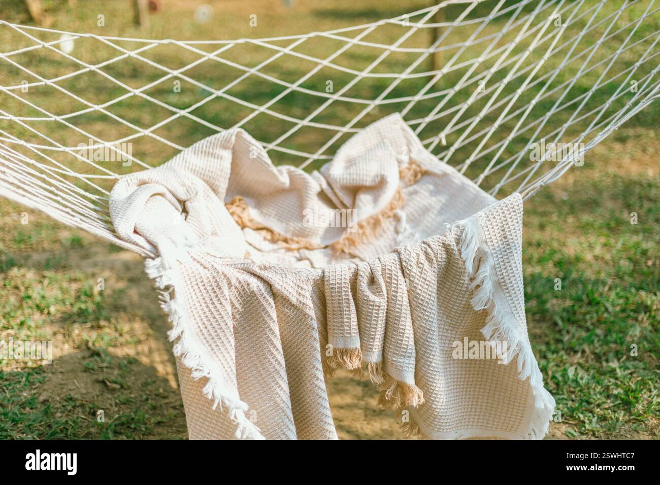 Close up cozy hammock , selective focus Stock Photo