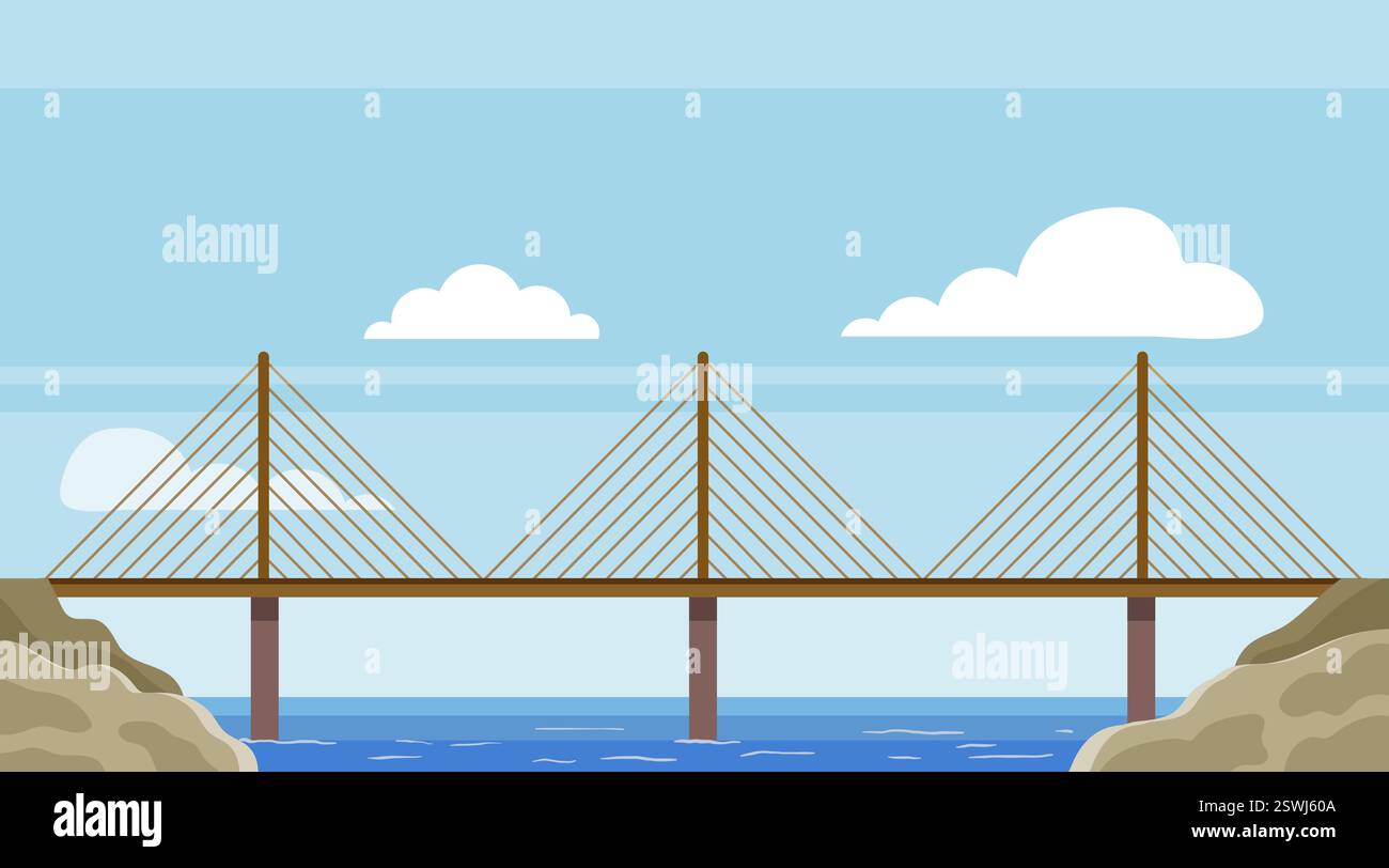 Bridge landscape. horizontal outdoor background with big bridge above ...
